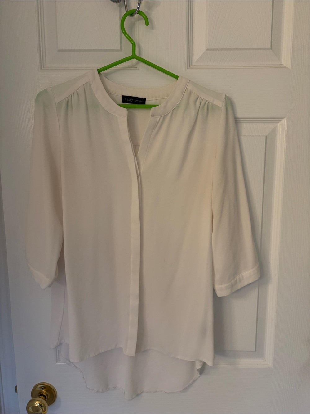 Ann Taylor Ivory Split-Neck Blouse